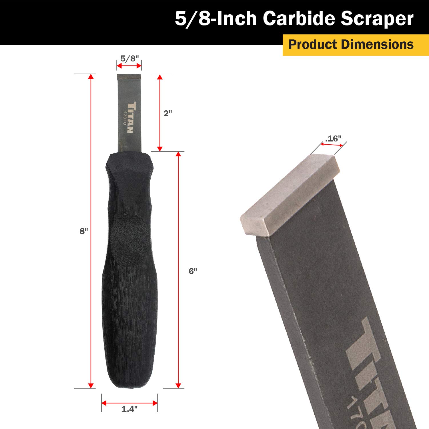 Foto 4 pulgar | Rascador De Carburo Titan 17010, Hoja De 1,6 Cm Con Mango De 4 Cm - Venta Internacional.