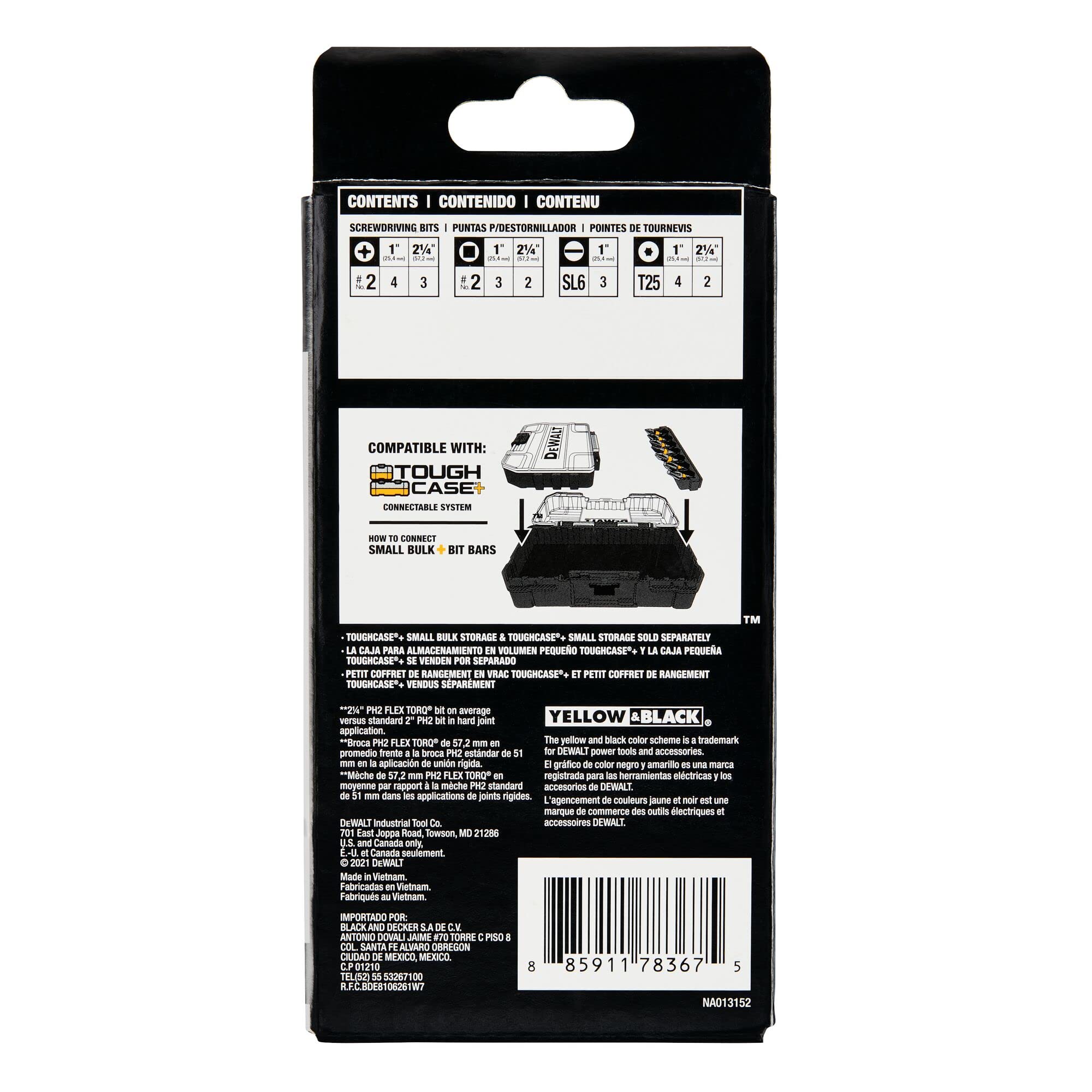 Foto 4 pulgar | Juego De Puntas De Destornillador Dewalt Bytc Flex Torq Set #2 Phillips/ #8 - Venta Internacional.