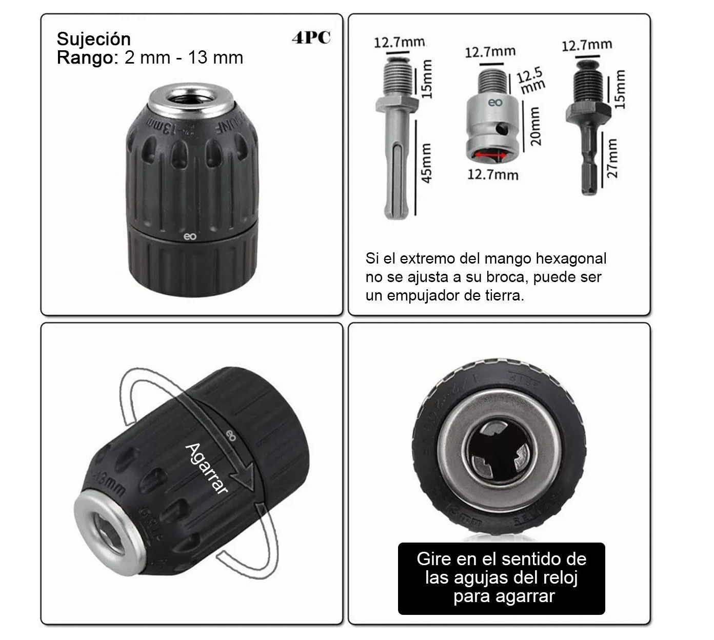 Foto 2 | Adaptador Sds Plus Para Destornillador De Impacto Eo Safe Imports Esi-2275-1 Negro