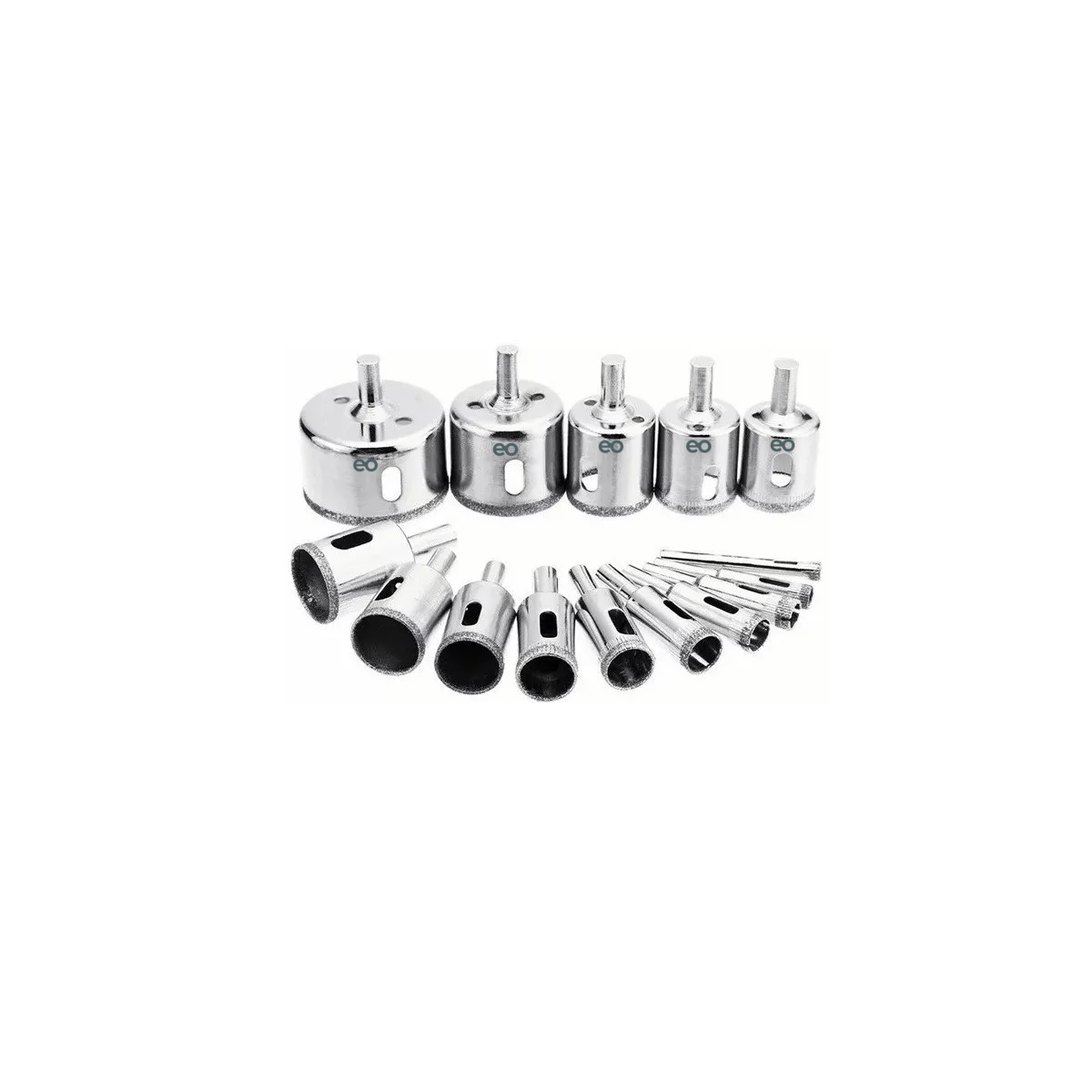 Juego De Brocas Diamantadas Y Broca Cerámica Vidrio 15 Piezas Eo Safe Imports Esi-3811-1 Plata
