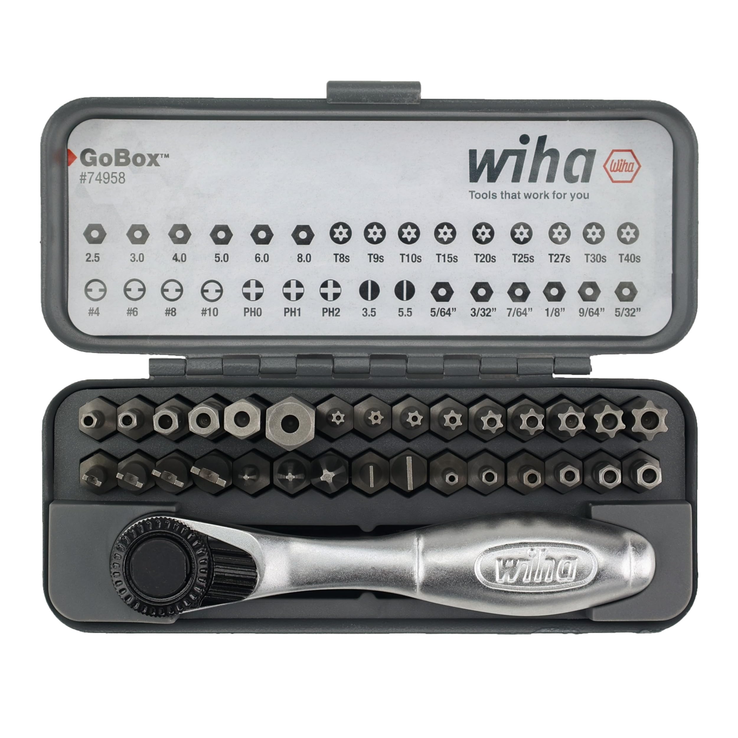 Juego De Brocas Wiha 74958 Gobox De 32 Piezas Con Mini Trinquete - Venta Internacional.