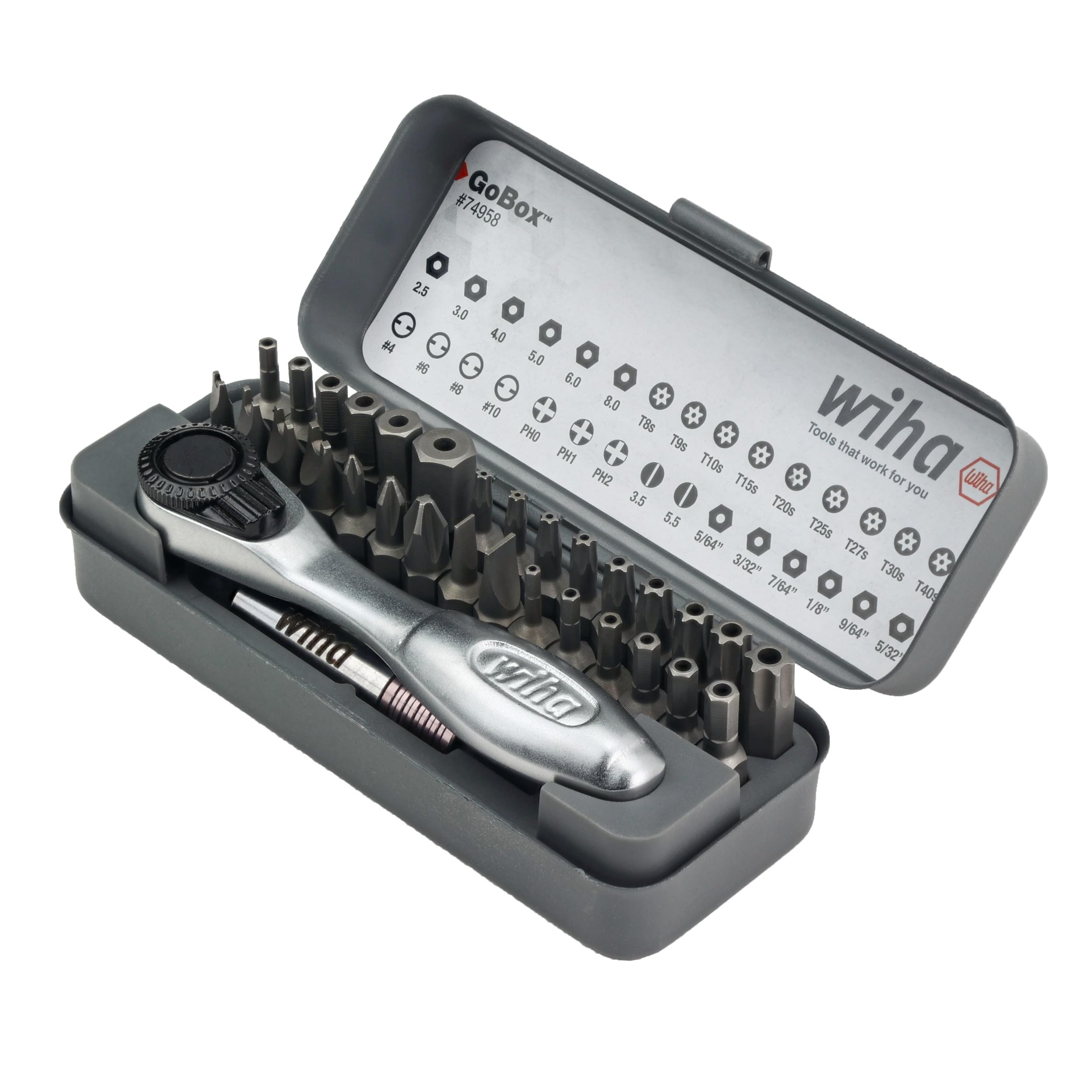 Foto 3 pulgar | Juego De Brocas Wiha 74958 Gobox De 32 Piezas Con Mini Trinquete - Venta Internacional.