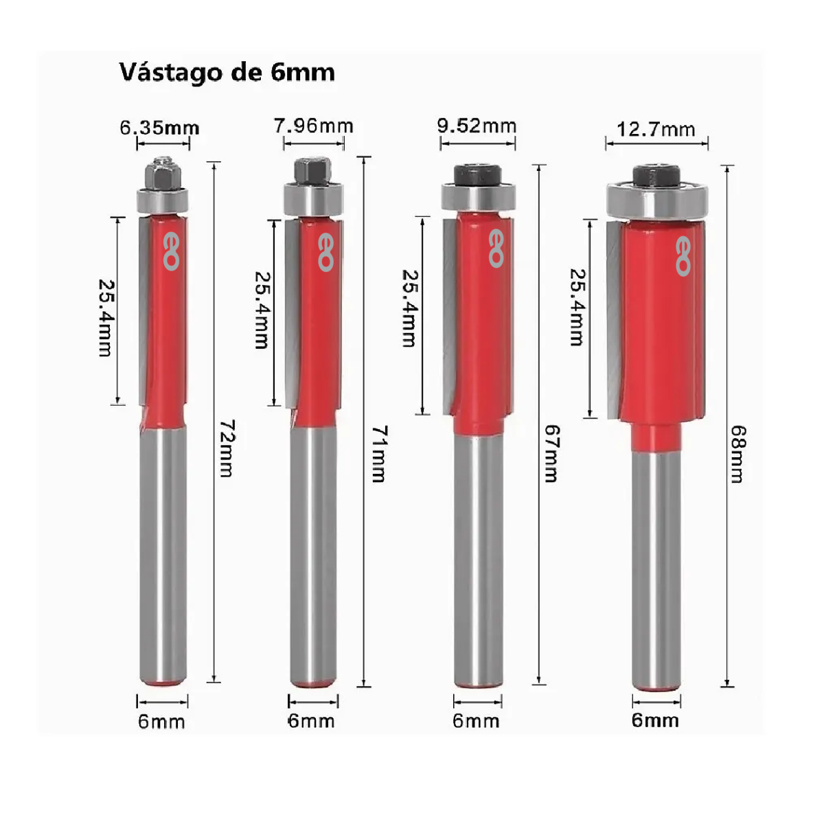Foto 4 pulgar | Juego De 4 Piezas Brocas Rectas Eo Safe Imports Esi-1486-1 Color Rojo