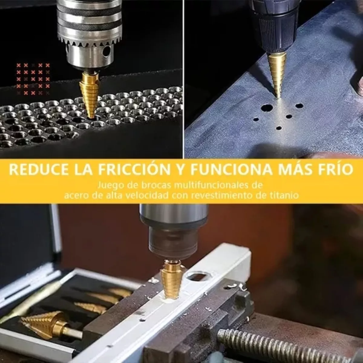 Foto 4 pulgar | Language Set 6 Brocas Escalonadas Sierra Titanio Acero Esi-9284-1-1dorado