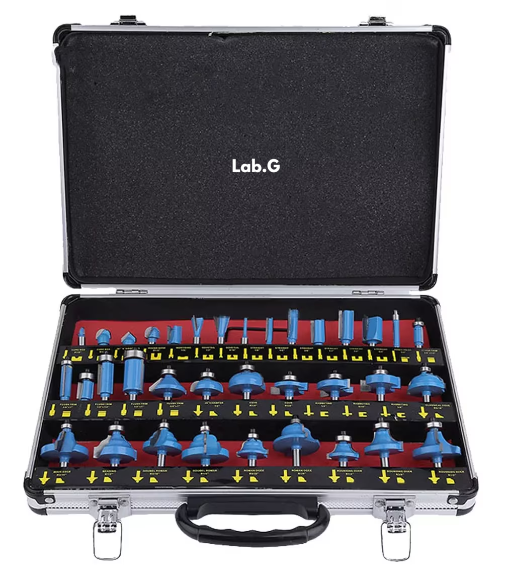 Brocas Fresas Lab.g 1/4 Para Router De Madera Estuche 35 Pzs Plata