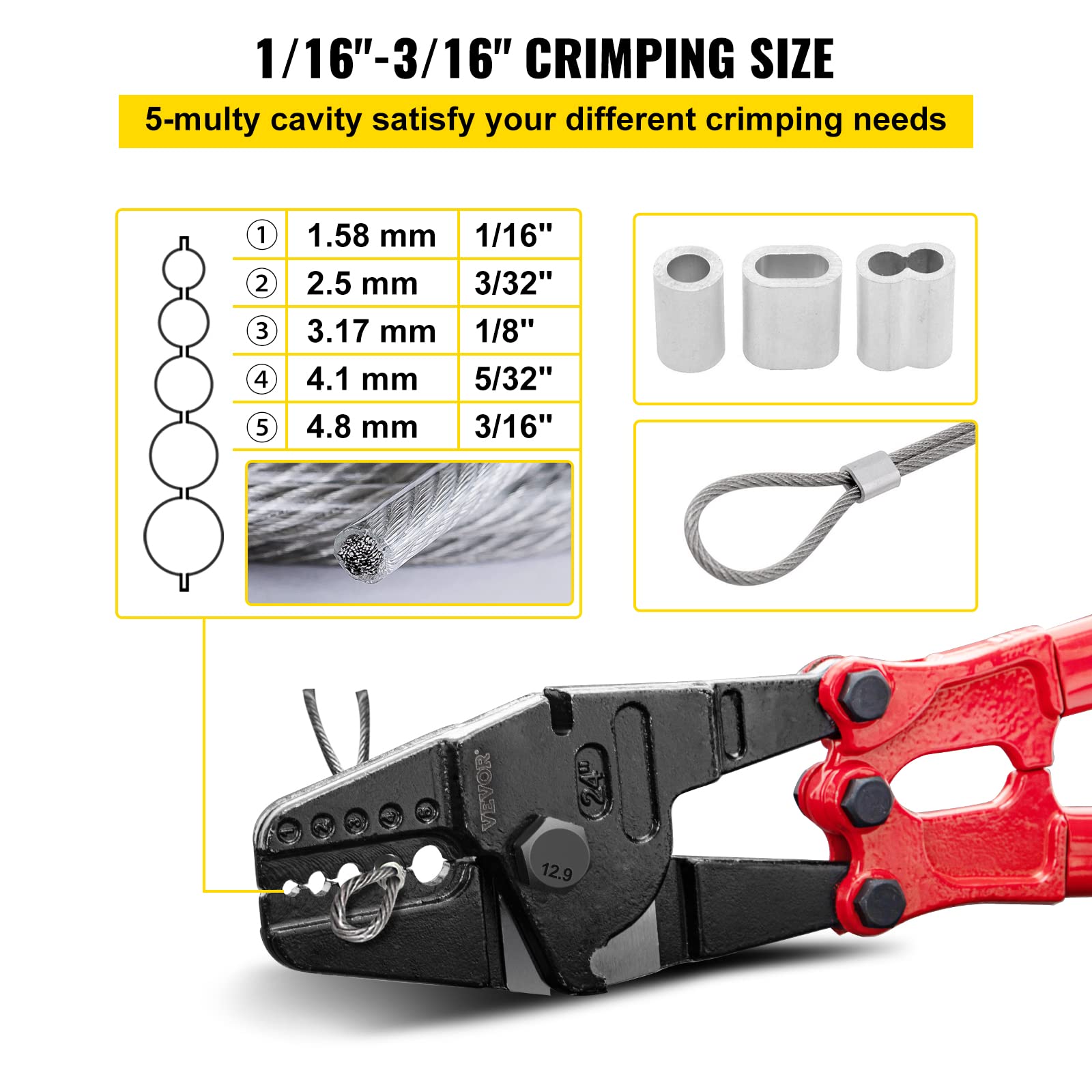 Foto 4 pulgar | Engarzadora Manual Vevor, 60 Cm, 5 Cavidades - Venta Internacional.