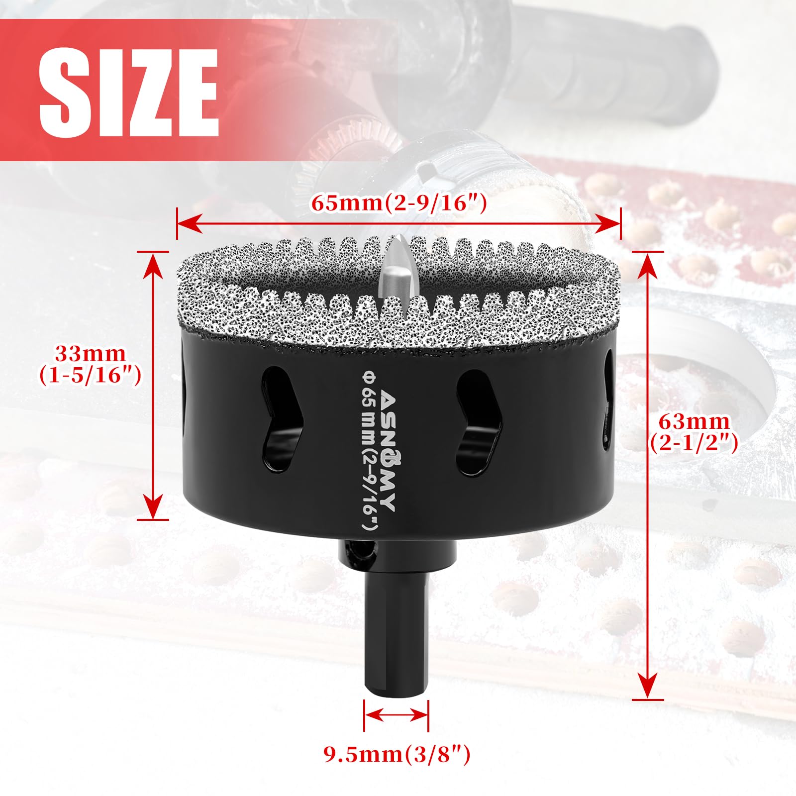 Foto 3 pulgar | Broca Perforadora De Diamante Asnomy, 65 Mm, Serrada Para Soldadura Fuerte - Venta Internacional.