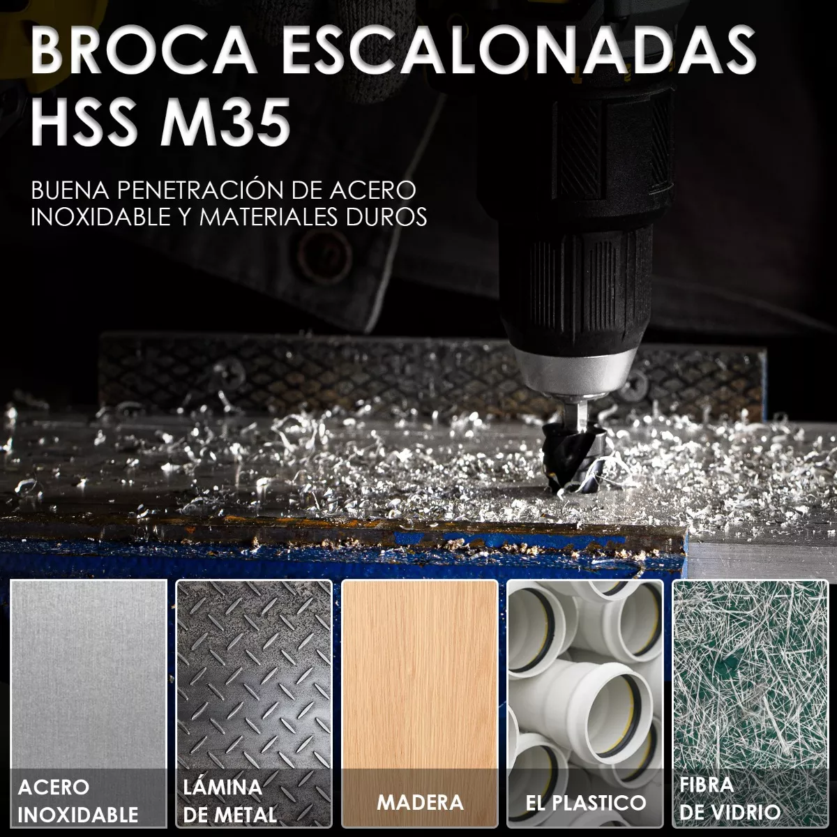 Foto 4 pulgar | Juego De Brocas Escalonada De Acero Para Metal, 3pz Eo Safe Imports Esi-13142-1 Multicolor