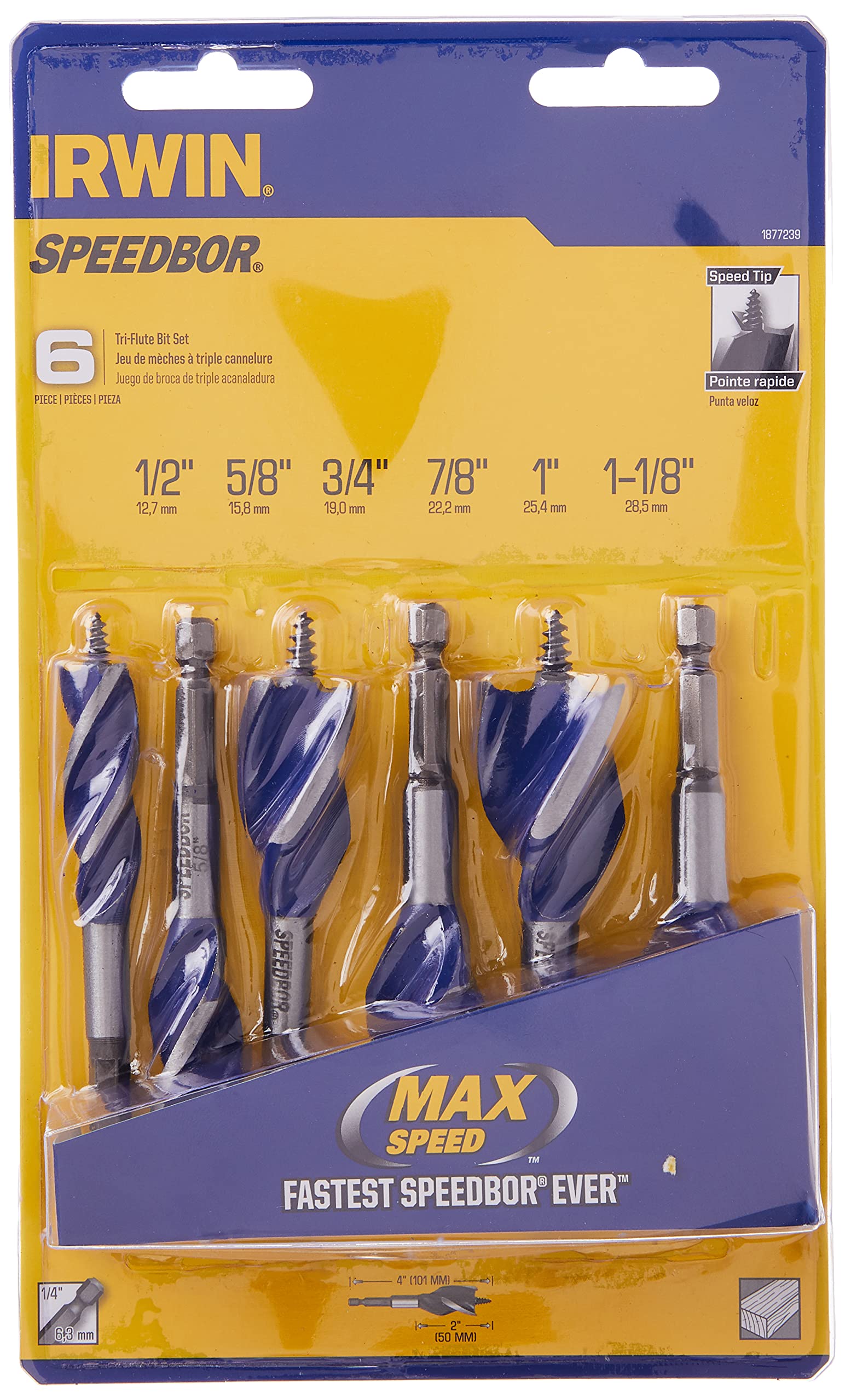 Foto 4 pulgar | Juego De Brocas Irwin Speedbor Para Madera, 6 Piezas, 4 Pulgadas - Venta Internacional.