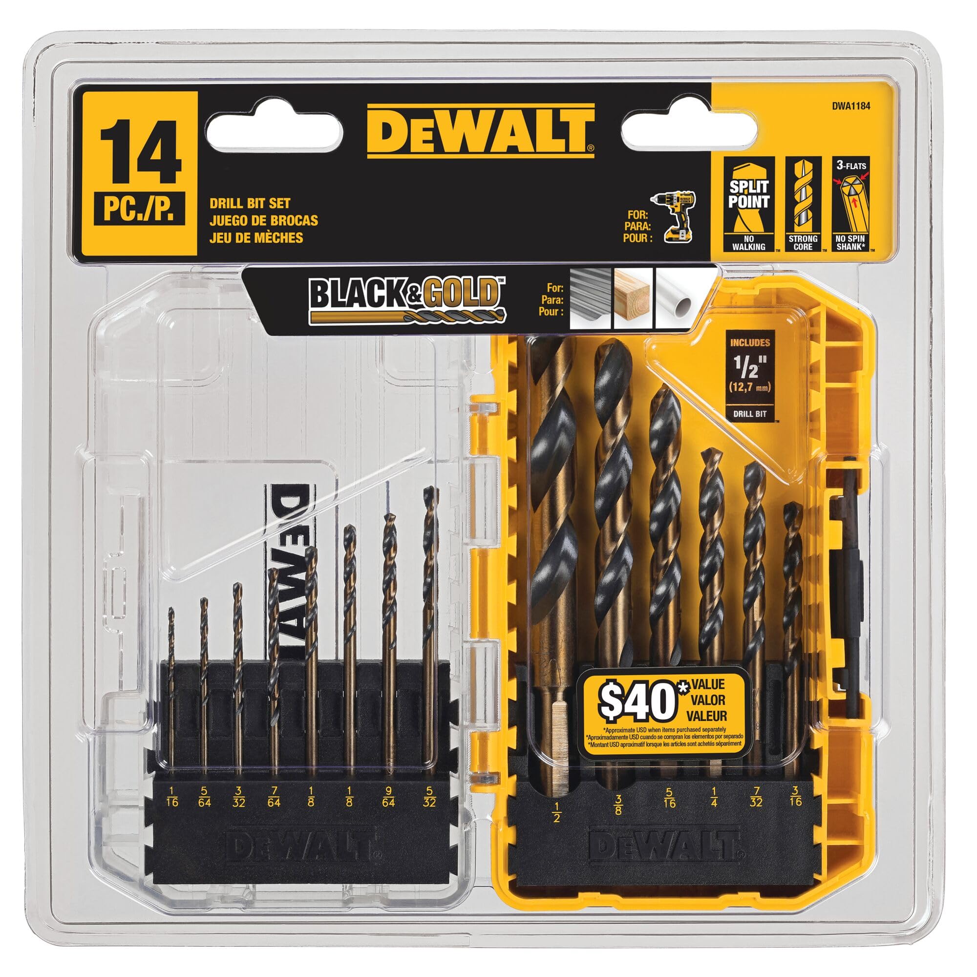 Foto 6 pulgar | Juego De Brocas Dewalt Dwa1184, 14 Piezas, Punto De División De 135° - Venta Internacional.