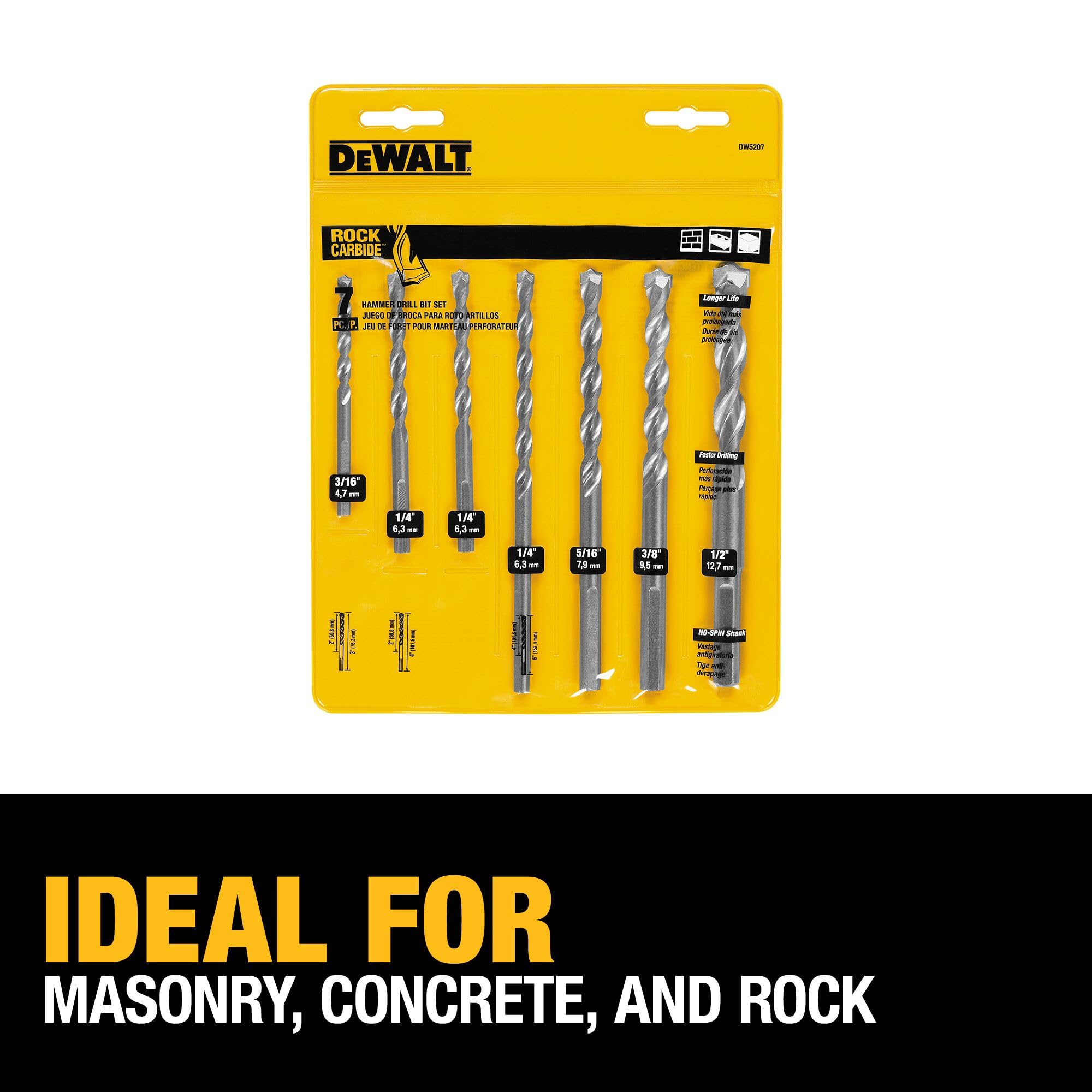 Foto 5 pulgar | Juego De Brocas Para Mampostería Dewalt Percussion Concrete & Block, 7 Piezas - Venta Internacional.