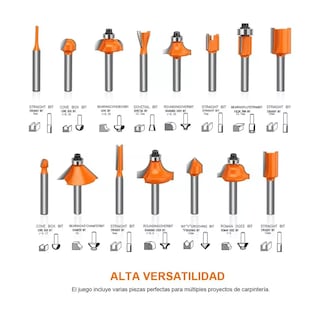 Foto 2 | Juego Brocas Lab.g Router Taladro Teeno 1/4 15 Pz Herramienta Plateado