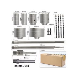 Foto 2 | 10 Brocas Pasamuros Sacabocas 35-110mm Concreto Eo Safe Imports Esi-12077-1 Plata