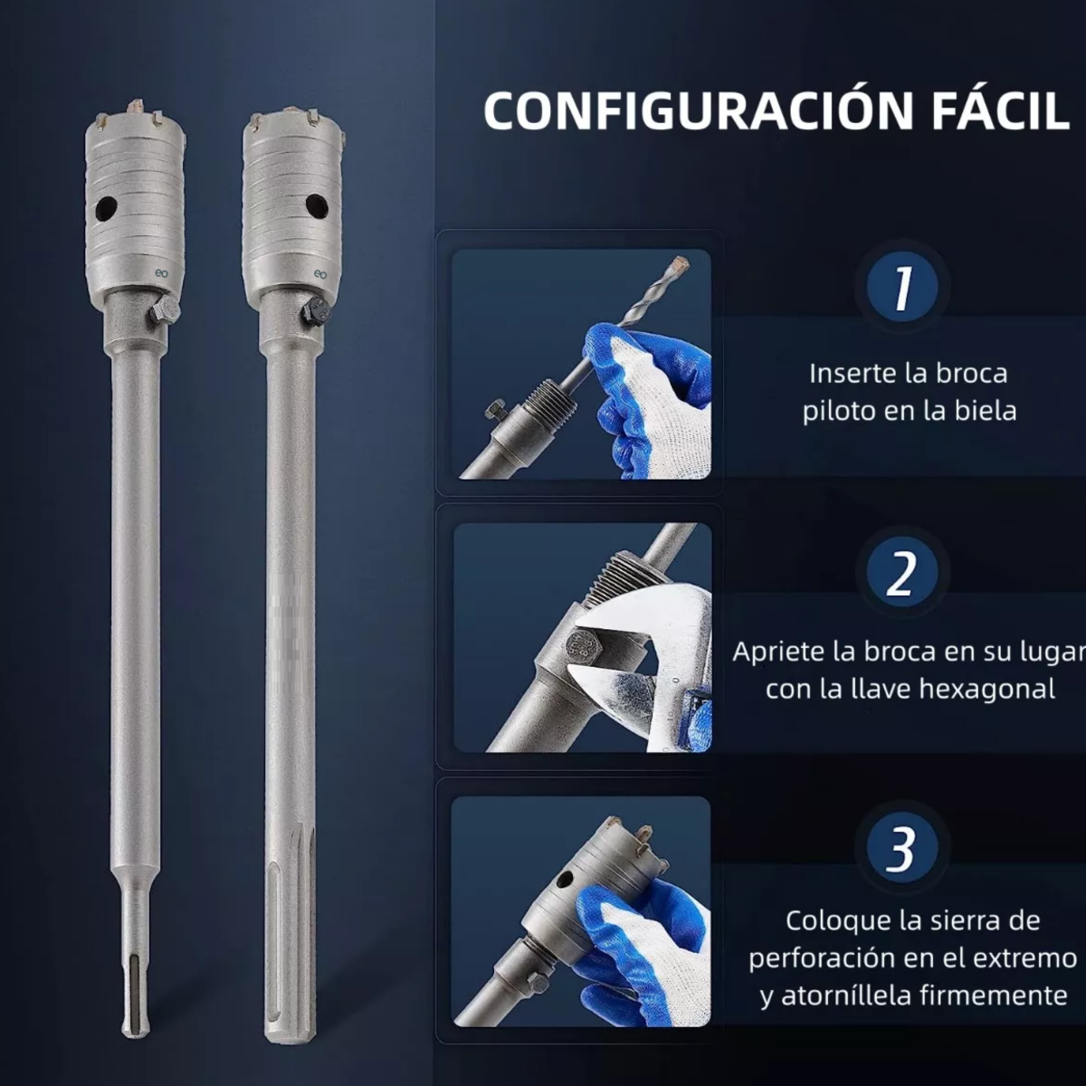 Foto 4 pulgar | 10 Brocas Pasamuros Sacabocas 35-110mm Concreto Eo Safe Imports Esi-12077-1 Plata