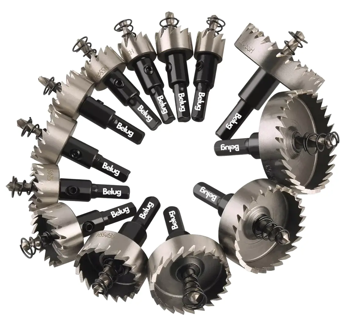 Sierras Corta Circulo Metal 16-53mm Hss Acero Inox 13 Brocas, Plata Belug