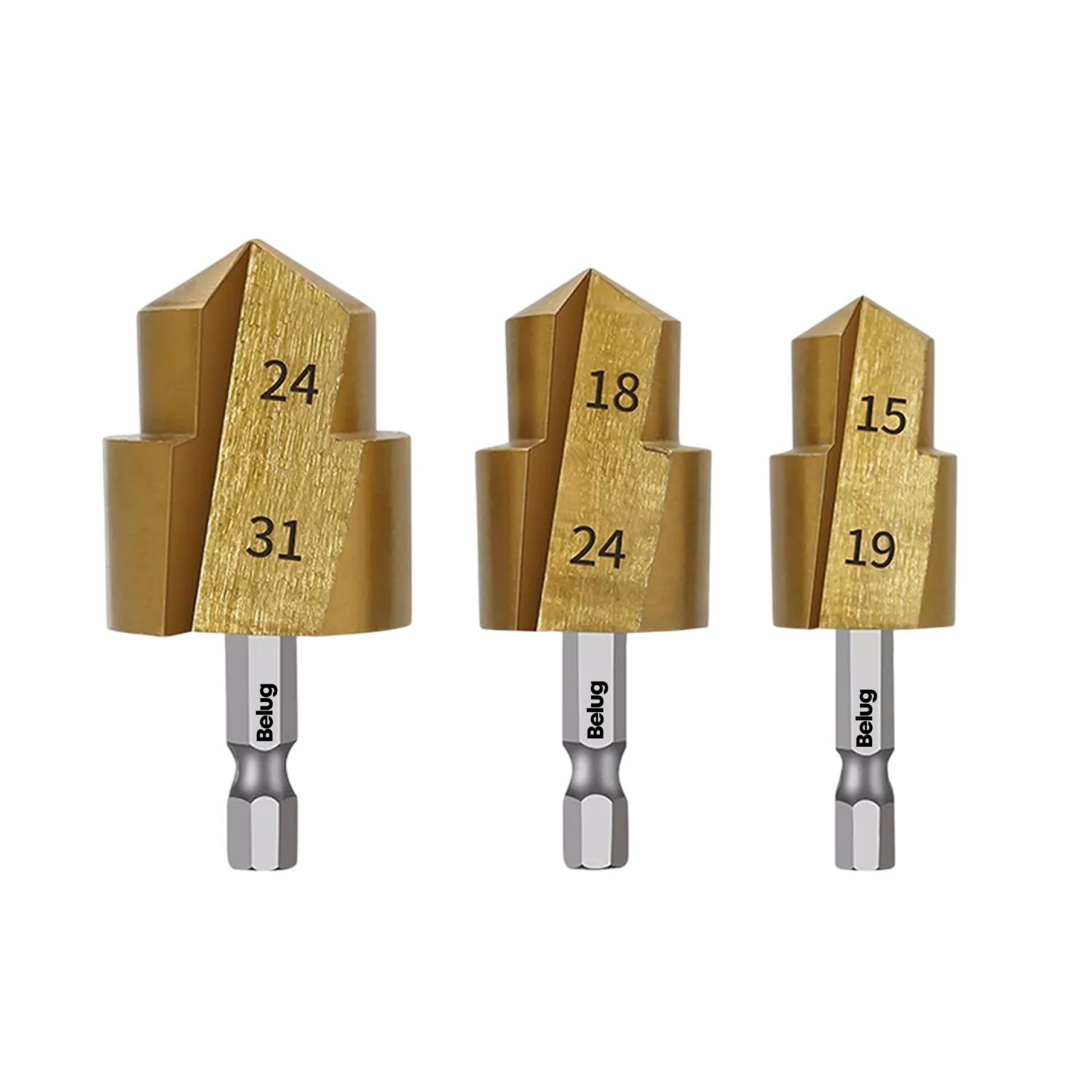 Broca Escalonada De Elevación Ppr Brocas Para Taladro Belug 3 Pcs Dorado/plata