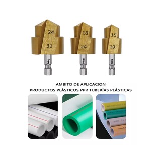 Foto 2 | Broca Escalonada De Elevación Ppr Brocas Para Taladro Belug 3 Pcs Dorado/plata