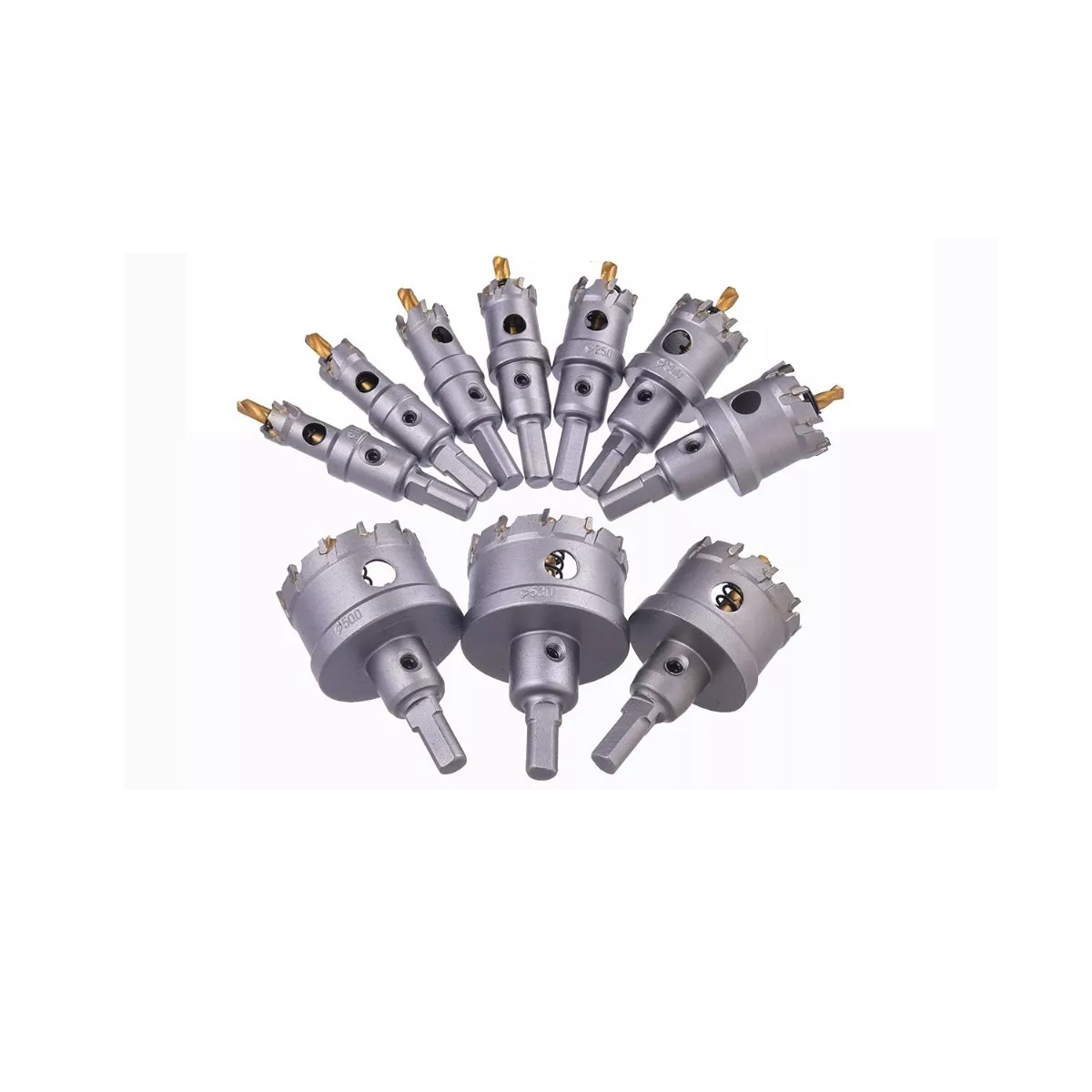 Set De Brocas 16-53mm Metal Acero Inoxi Hierro Carburo Tungsteno 10 Pzas Eo Safe Imports Esi-8400-1 Plata