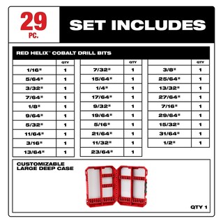 Foto 3 | Juego De Brocas Milwaukee 48-89-2332, 29 Piezas, Cobalt Helix, Color Rojo - Venta Internacional.
