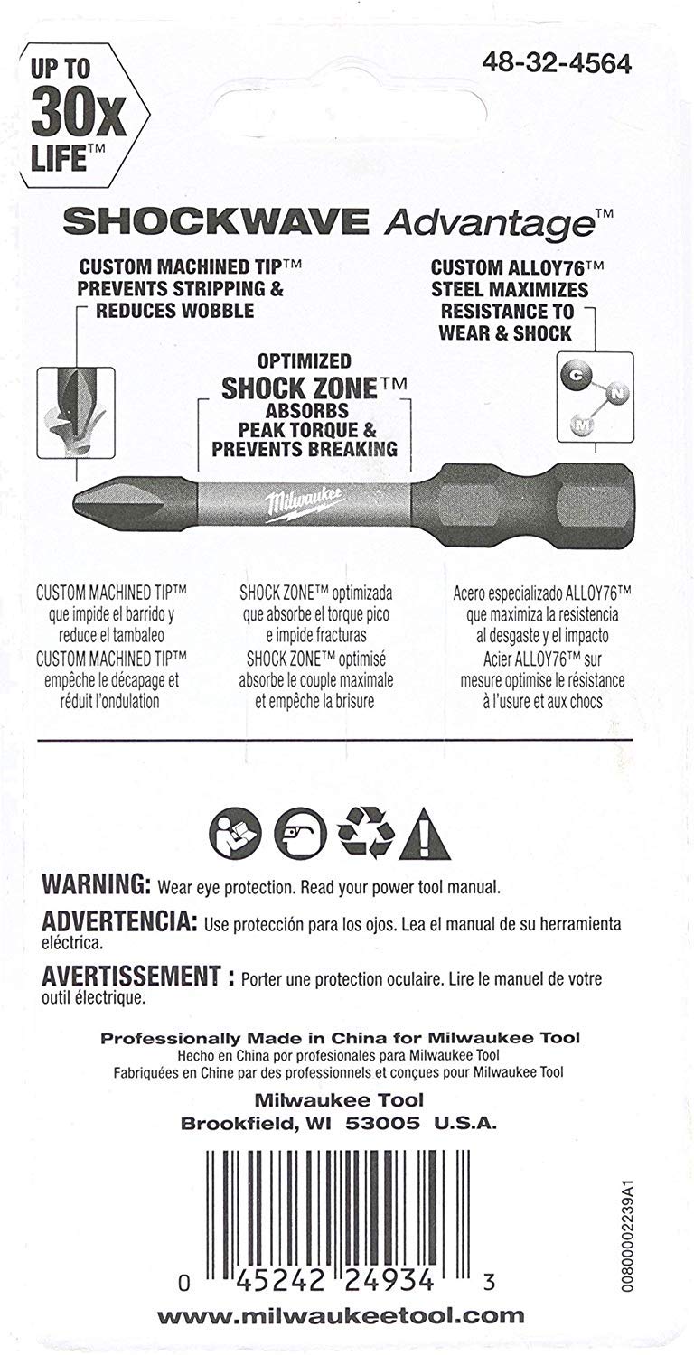 Foto 4 pulgar | Power Bit Milwaukee Shockwave Phillips #2 De 3,5 Cm, 15 Unidades - Venta Internacional.