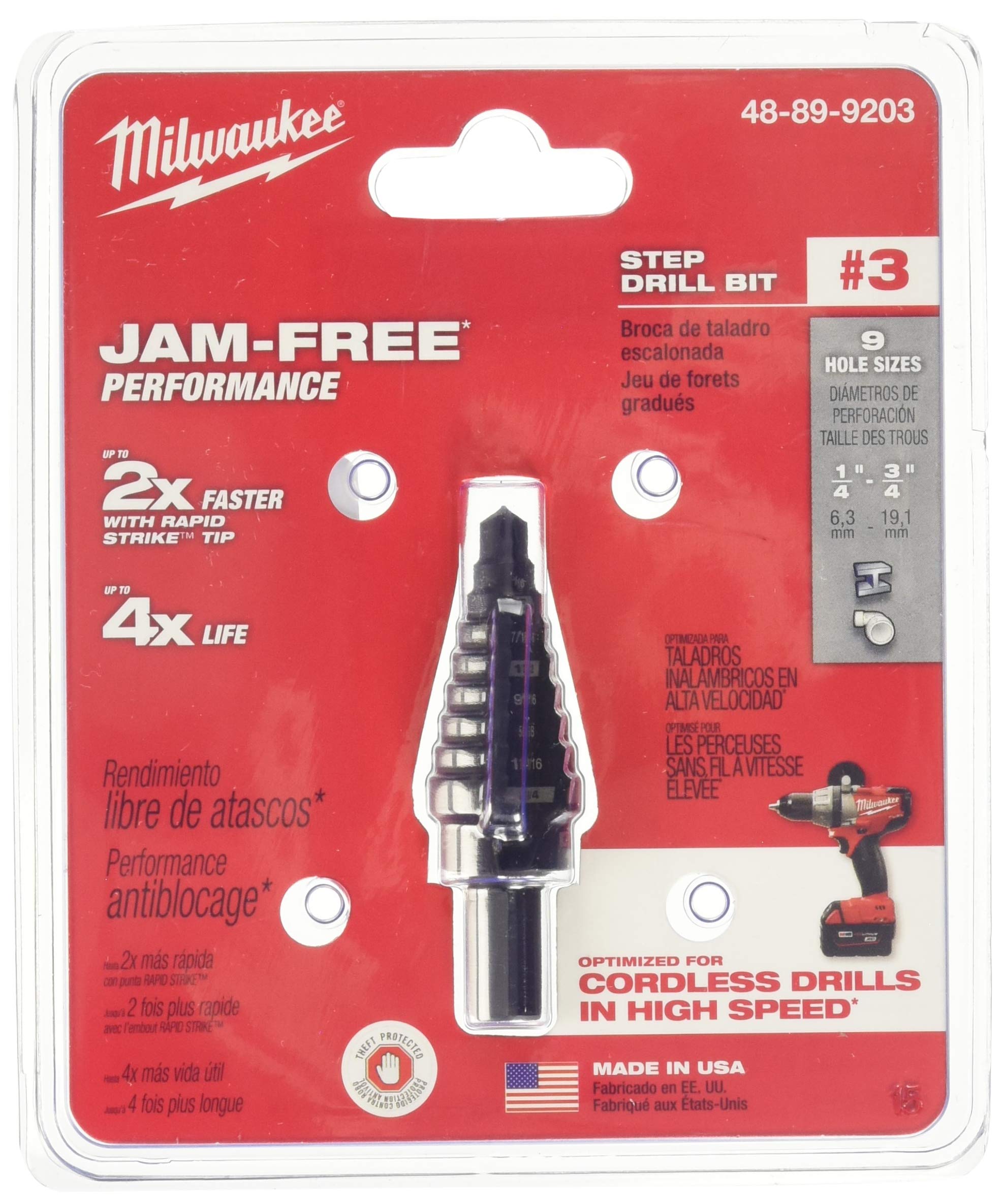 Broca Escalonada Milwaukee Electric Tool 48-89-9203 1/4-3/4 - Venta Internacional.