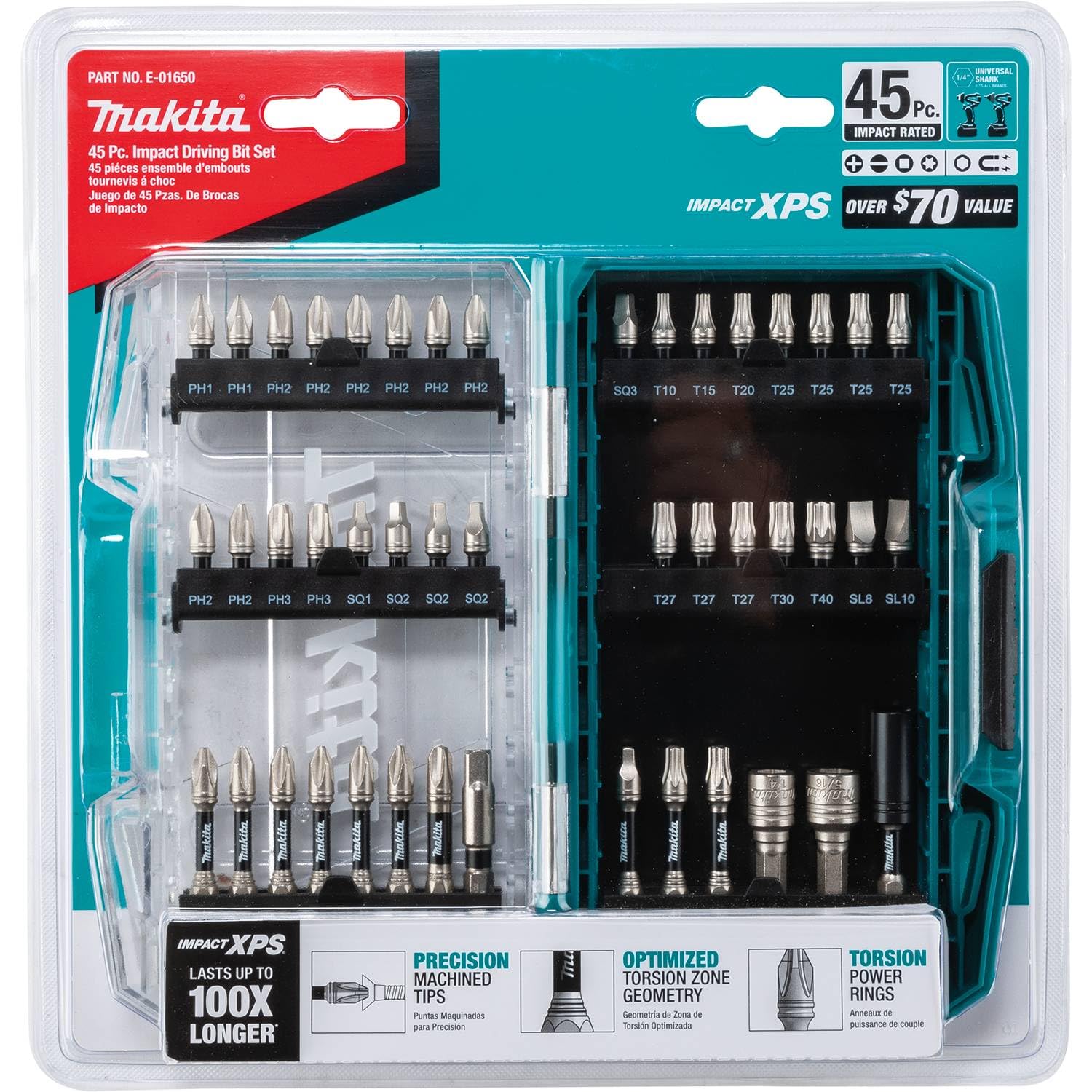 Foto 5 pulgar | Juego De Brocas Impact Makita E-01650 Impact Xps™, 45 Unidades - Venta Internacional.