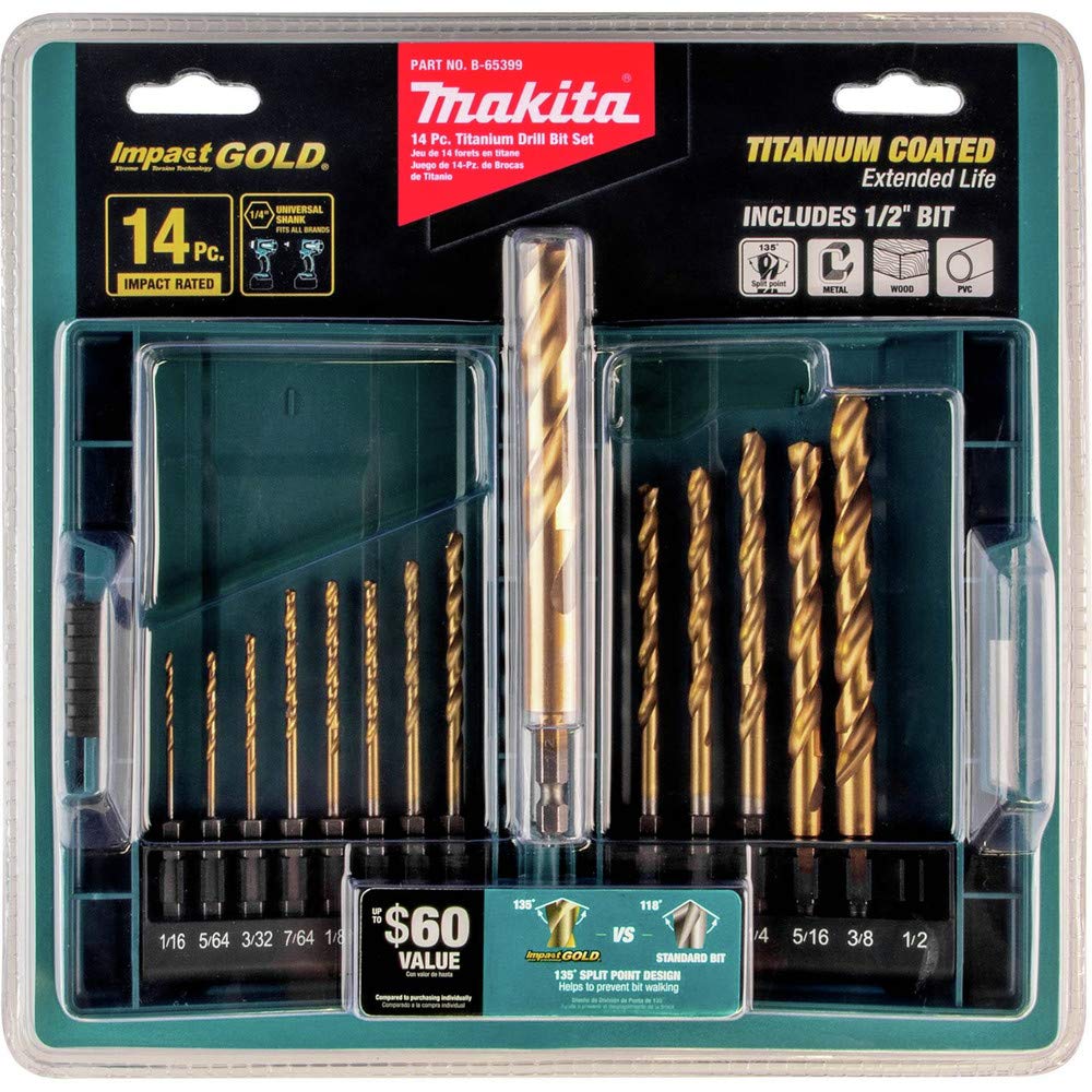 Foto 4 pulgar | Juego De Brocas Makita Impact Gold Titanium, 14 Piezas, 1/4 Pulgadas, Hexagonales - Venta Internacional.
