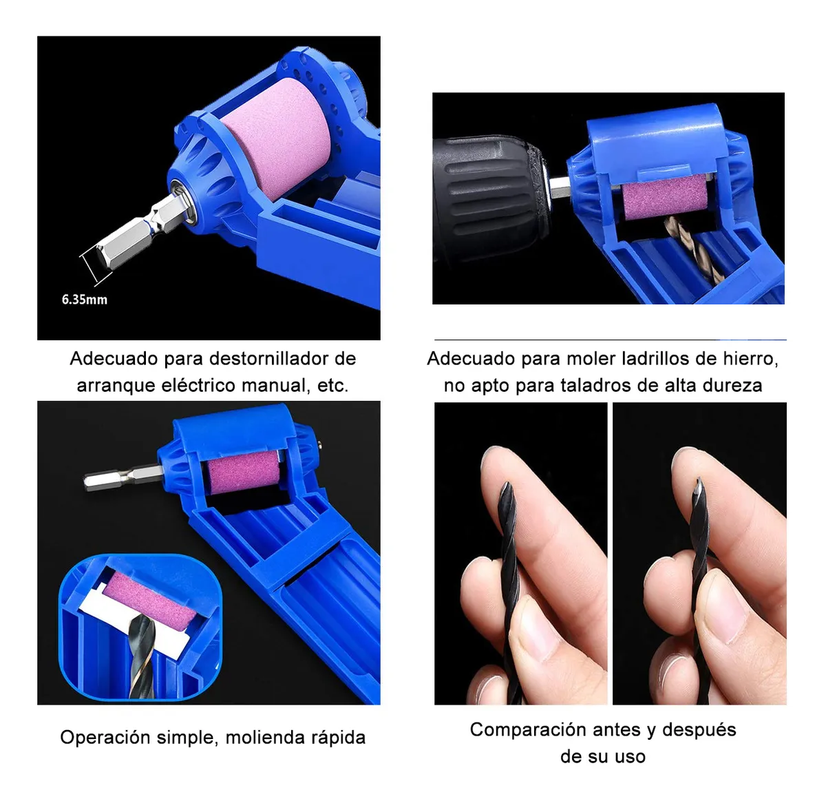 Foto 4 pulgar | 2pz Afilador Broca Portatil Lab.g Taladro Repara Saca Punta Filo Azul Rojo