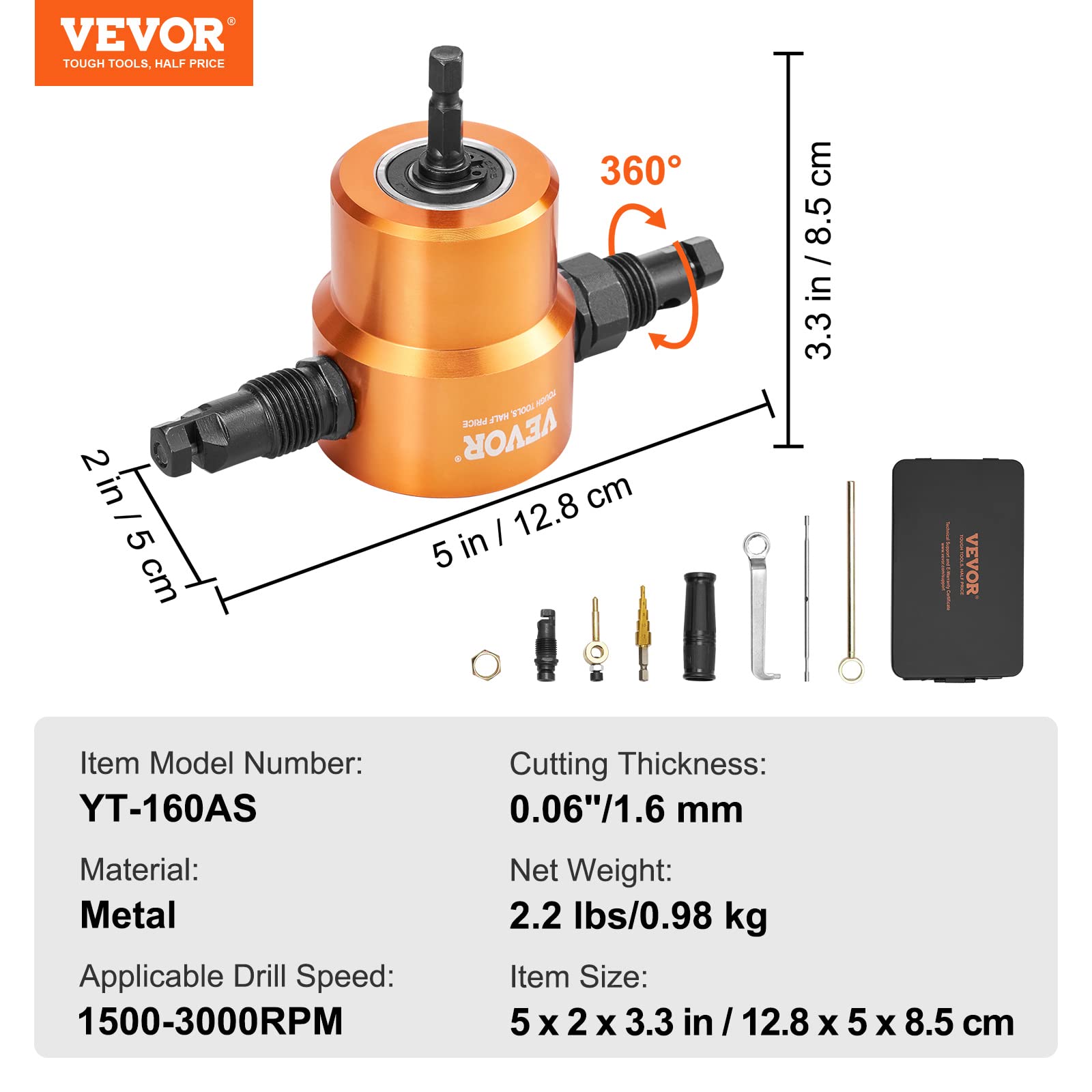 Foto 7 | Cortador De Mordiscos De Metal Vevor De Doble Cabezal Con Punzón Y Troquel - Venta Internacional.