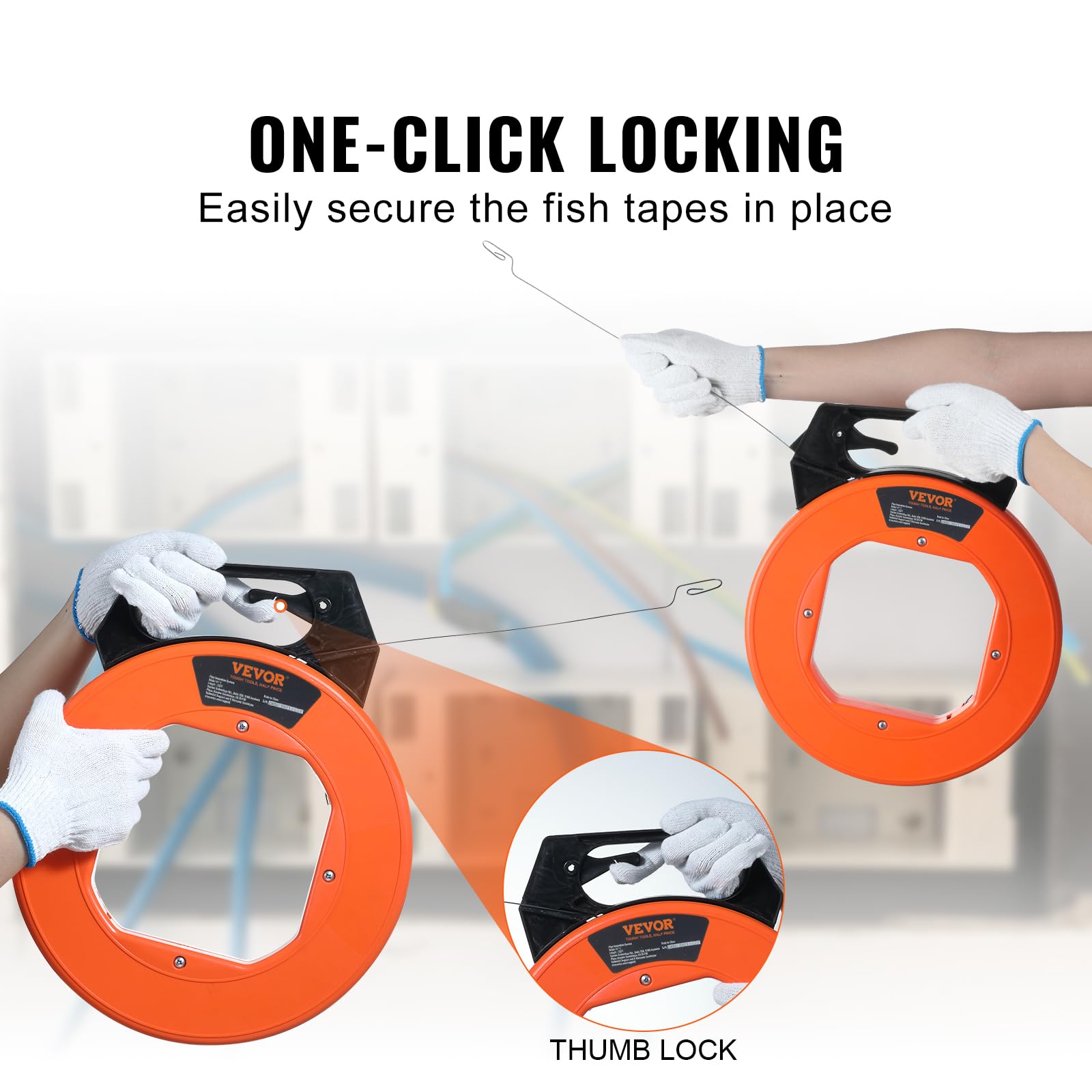 Foto 5 pulgar | Extractor De Alambre De Acero Fish Tape Vevor De 240 Pies Para Paredes Y Conductos - Venta Internacional.