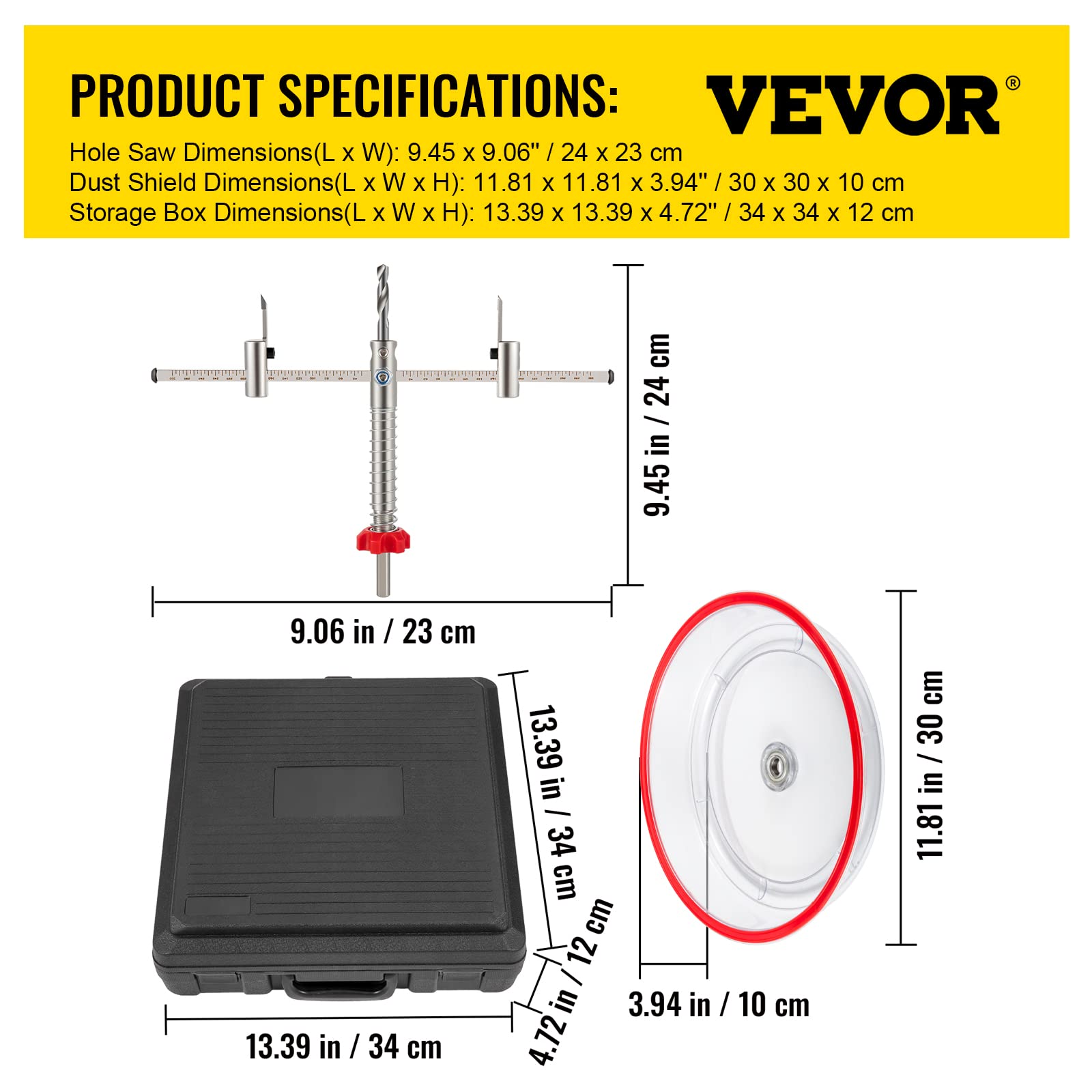 Foto 8 pulgar | Kit Cortador De Sierra Perforadora Ajustable Vevor 40-200 Mm Con Protector Antipolvo - Venta Internacional.