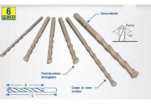 Foto 3 pulgar | Juego Brocas P/concreto Acero Al Carbono Zanco Recto Surtek