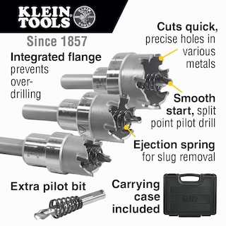 Foto 2 | Kit De Sierras Perforadoras Klein Tools 31872 De Alta Resistencia Con Cortadores De Carburo - Venta Internacional.