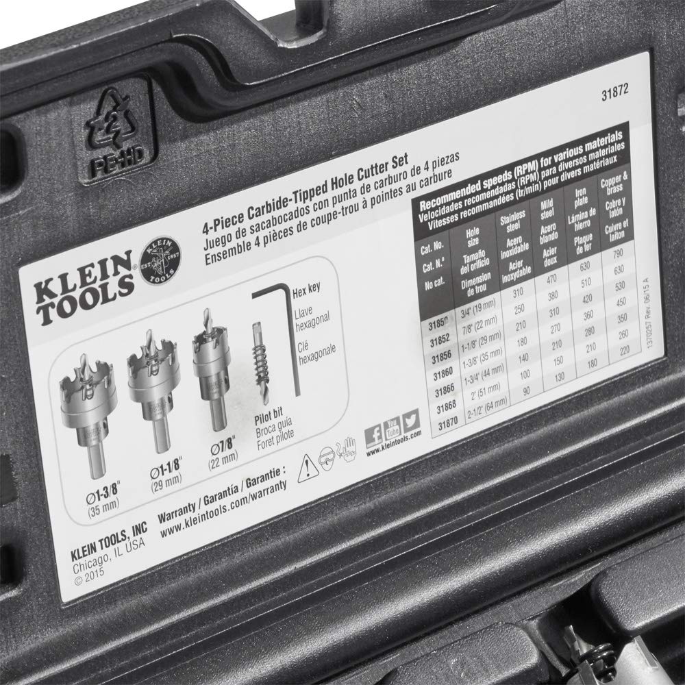 Foto 6 pulgar | Kit De Sierras Perforadoras Klein Tools 31872 De Alta Resistencia Con Cortadores De Carburo - Venta Internacional.