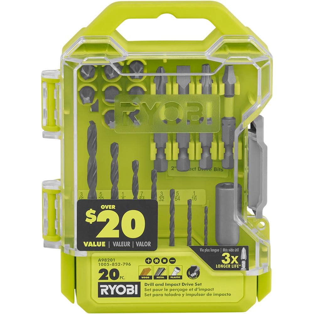 Set De Taladrado E Impulsor De Impacto Ryobi, 20 Unidades Óxido Negro - Venta Internacional.