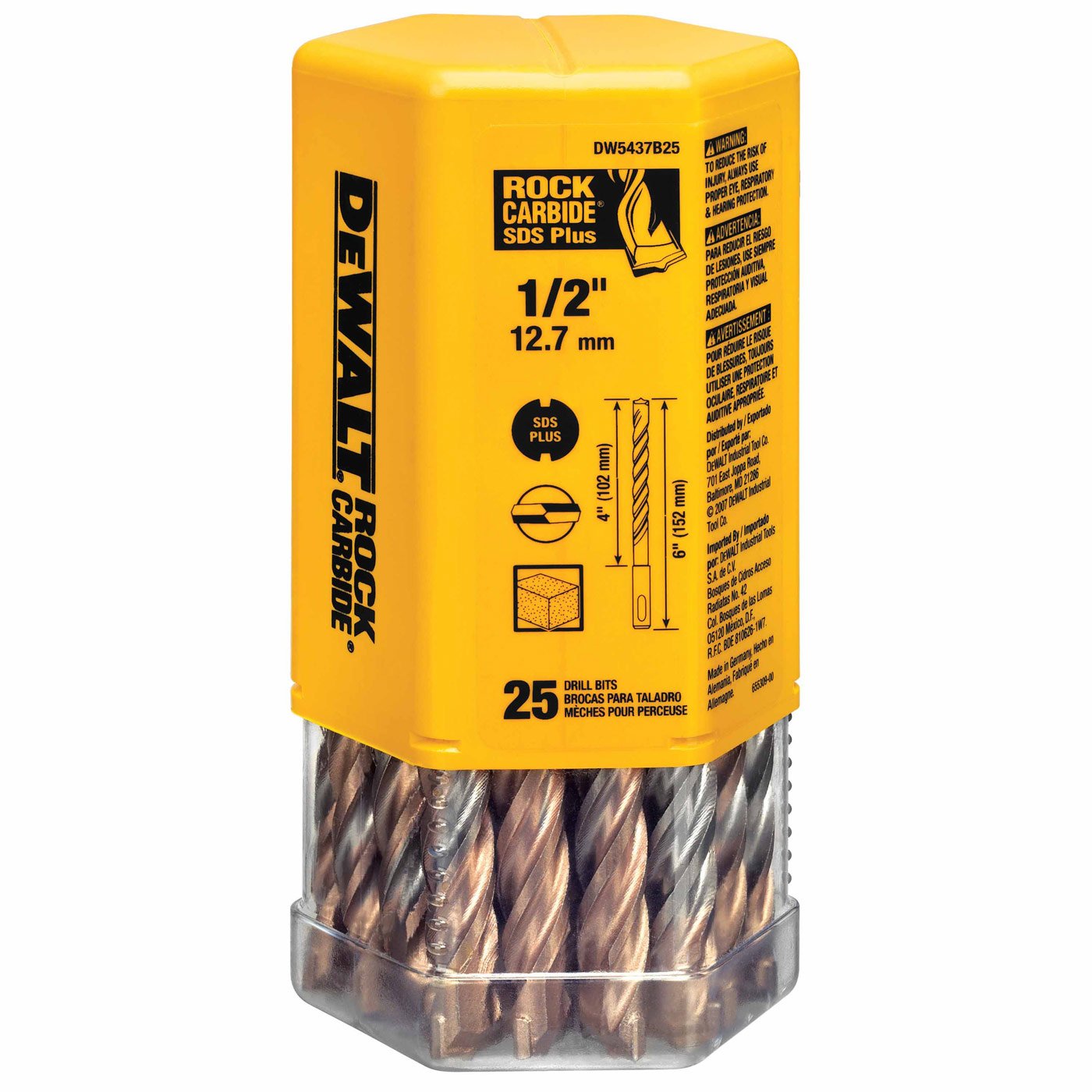 Foto 3 pulgar | Broca De Martillo Dewalt Dw5437b25 Rock Carbide Sds+, 1,2 X 10 X 15 Cm, 25 Unidades - Venta Internacional.