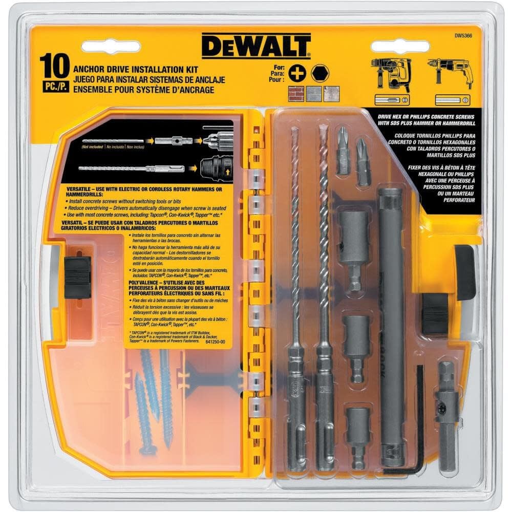 Kit De Instalación Dewalt Dw5366 Sds Plus Rock Carbide De 10 Piezas - Venta Internacional.