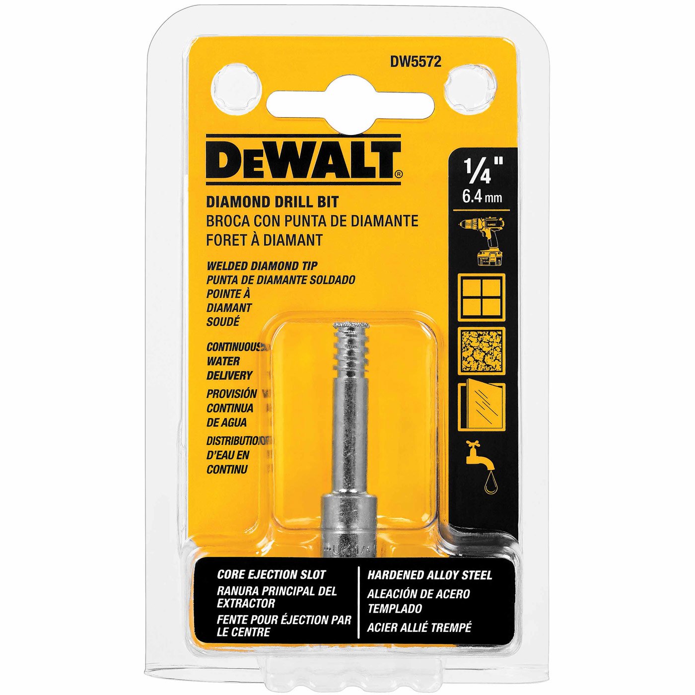 Broca Para Azulejos Dewalt Dw5572 Con Punta De Diamante De 6,35 Mm - Venta Internacional.