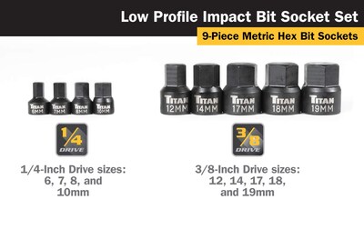 Foto 2 | Set De Brocas Hexagonales De Impacto De Bajo Perfil Titan 16141, 9 Piezas - Venta Internacional.