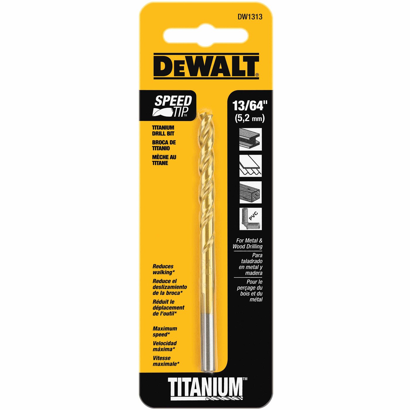 Foto 2 pulgar | Broca Dewalt Dw1313 De Nitruro De Titanio Con Punta Dividida De 3,5 Mm - Venta Internacional.