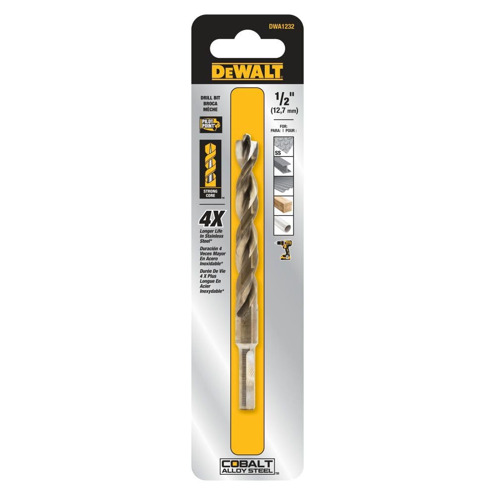 Foto 5 pulgar | Broca Dewalt Dwa1232 Pilot Point Industrial De Acero Cobalto De 1/2 Pulgada - Venta Internacional.