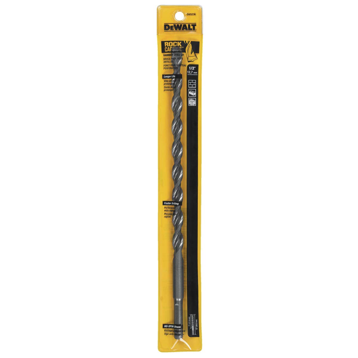 Broca Percutora Dewalt Dw5236, Punta De Carburo, Diseño De 4 Ranuras - Venta Internacional.