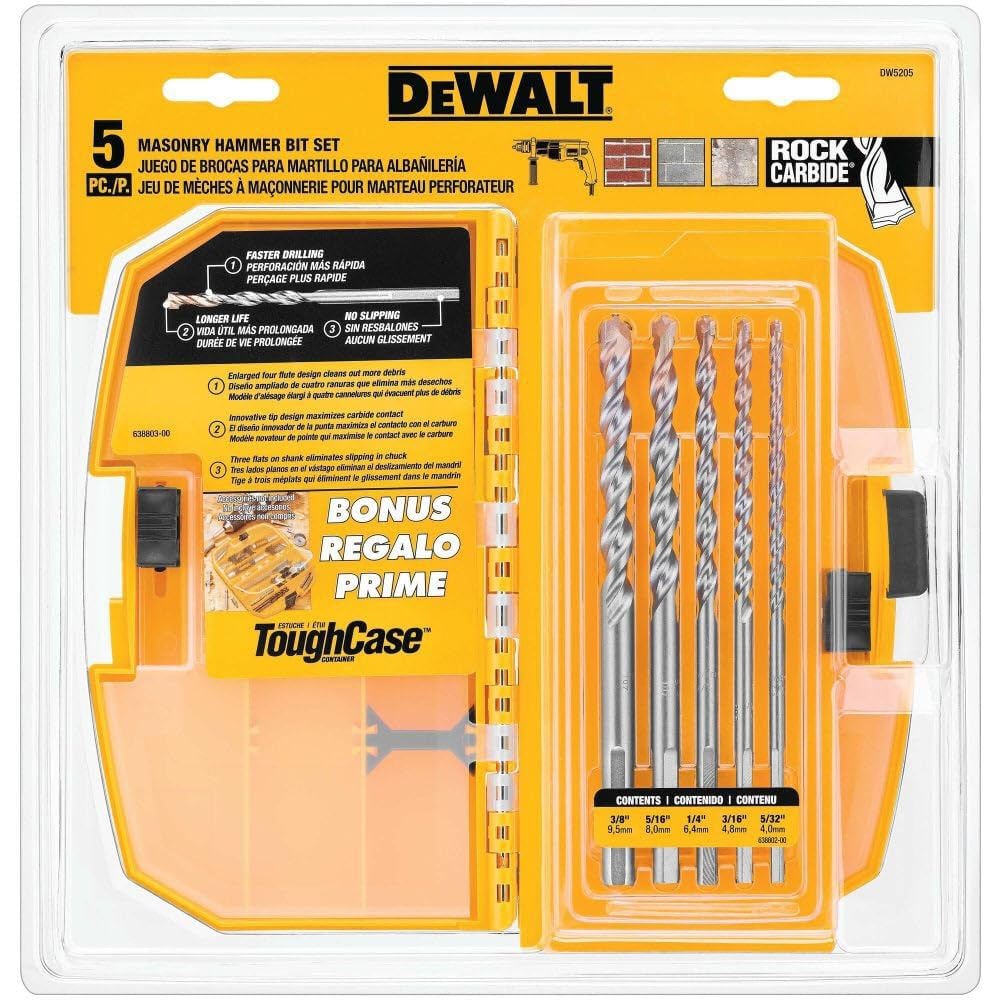 Foto 7 pulgar | Juego De Brocas De Percusión Para Mampostería Dewalt Dw5205, 5 Piezas - Venta Internacional.