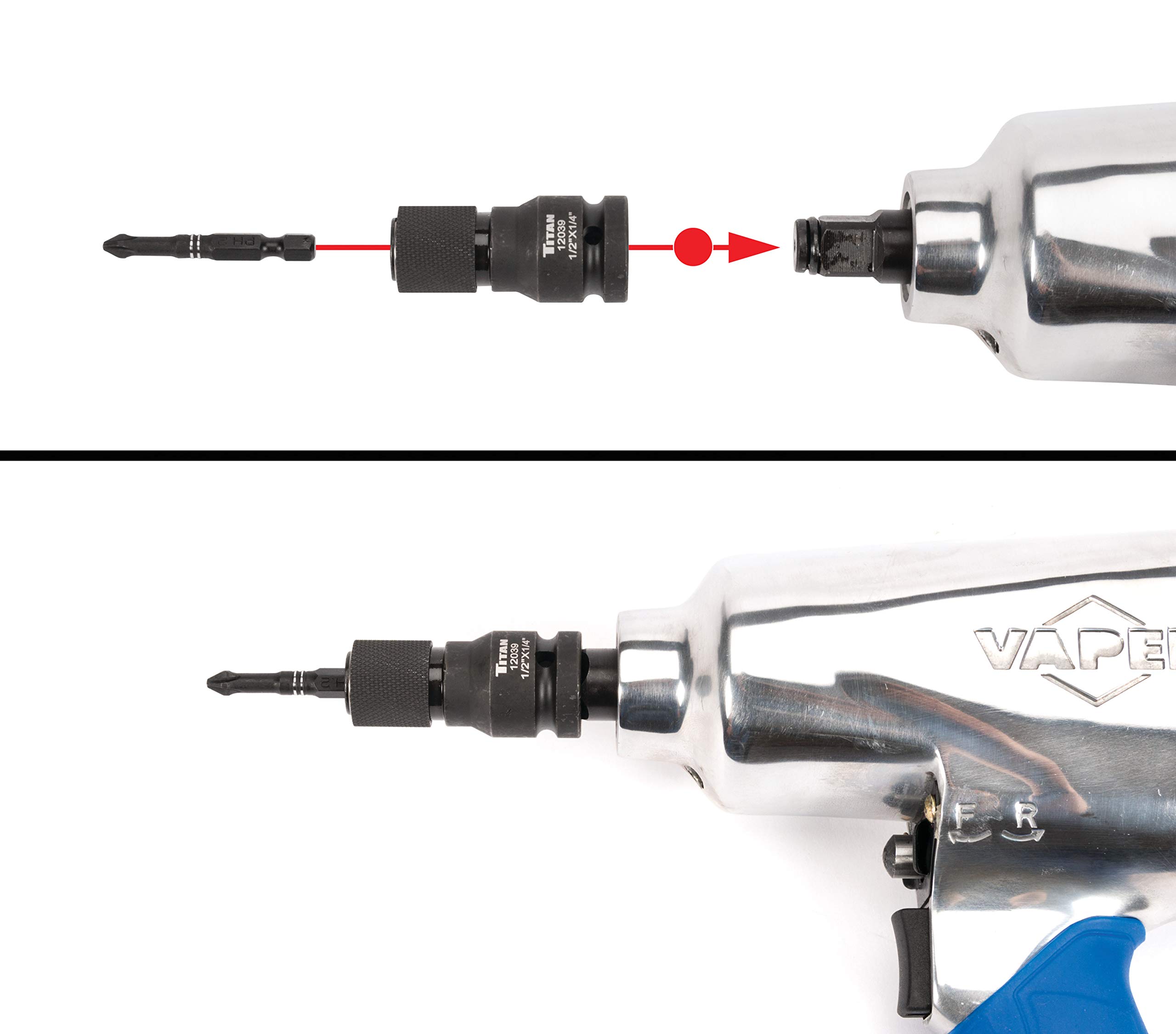 Foto 6 | Adaptador Titan 12039 1/2 Drive A 1/4 Hex Drive, Cambio Rápido - Venta Internacional.