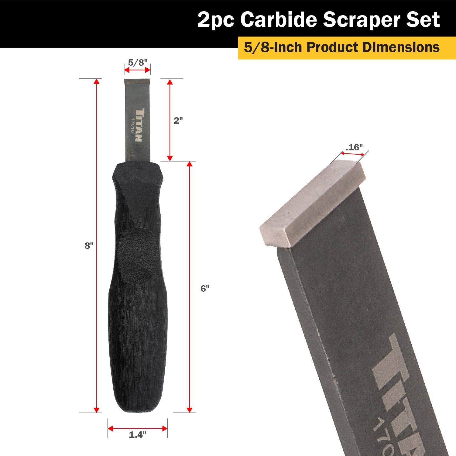 Foto 4 pulgar | Juego De Raspadores Titan 17016 De Carburo De 2 Piezas Con 5/8 Pulgadas Y 1-1/4 Pulgadas - Venta Internacional.