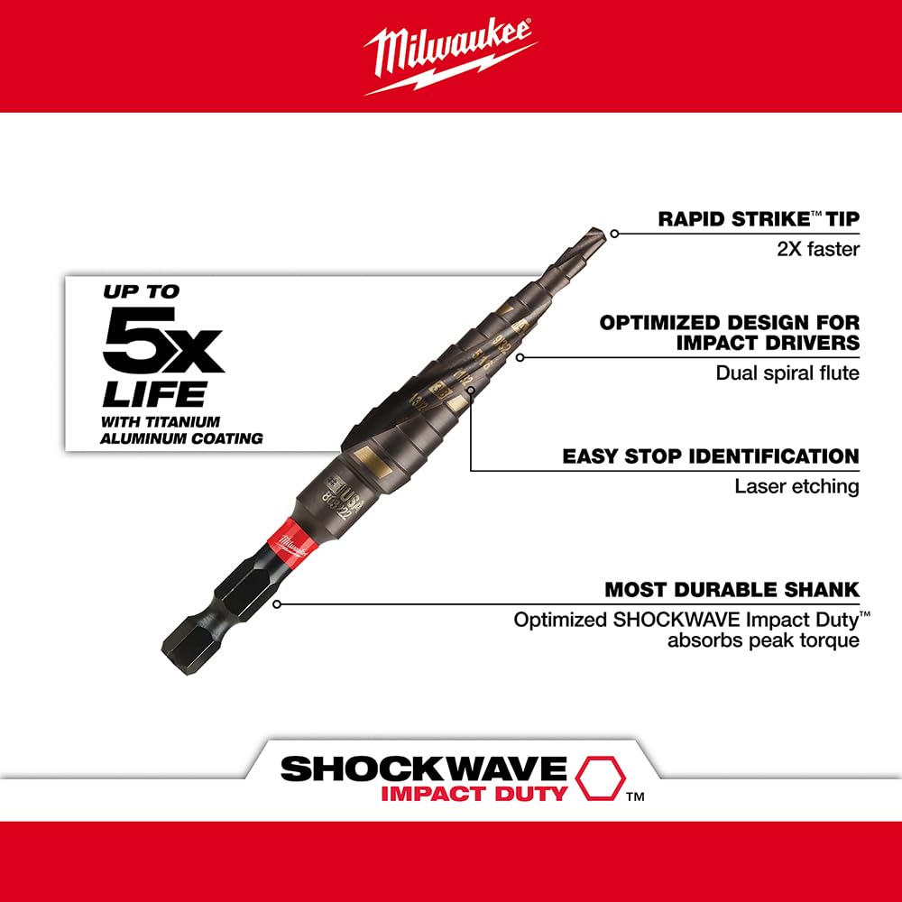 Foto 5 pulgar | Broca Escalonada Milwaukee Shockwave Impact Duty St - Venta Internacional.