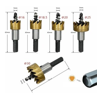 Foto 5 | Brocas Taladro Sierra Hss Acero 16 18,5 20 25 30mm 5pc Lab.g Dorado