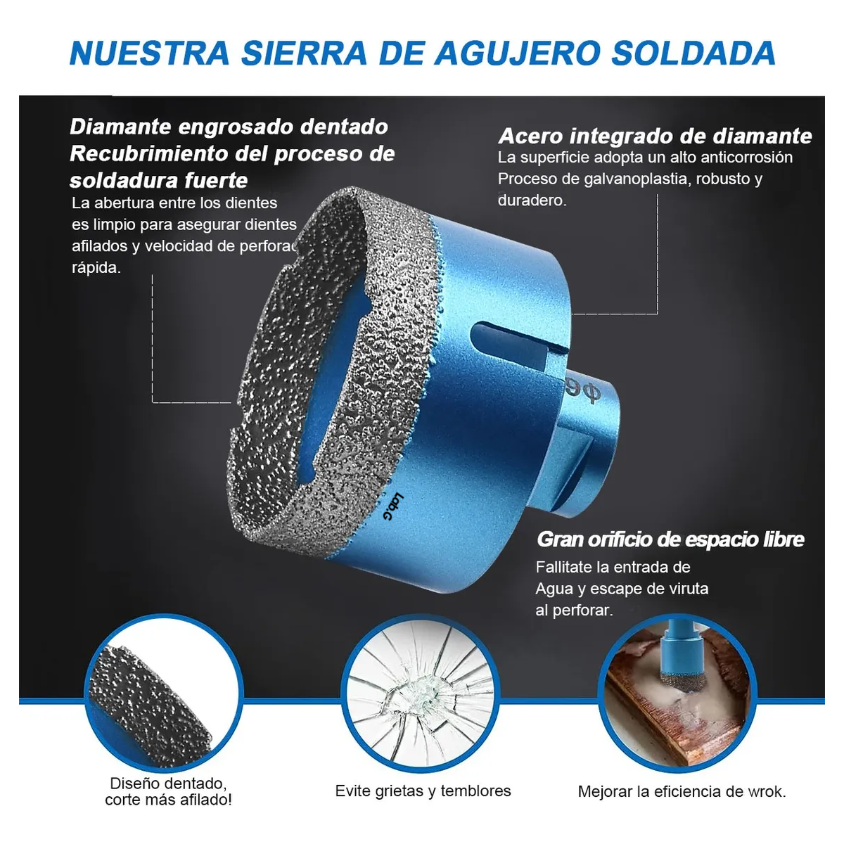 Foto 5 pulgar | Broca Copa Esmeril M14 Para Mármol Lab.g Azul