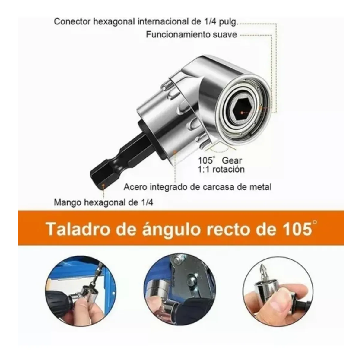 Foto 4 pulgar | 9pcs Juego De Brocas Extensión Y Taladro Angular 105° Lab.g Negro