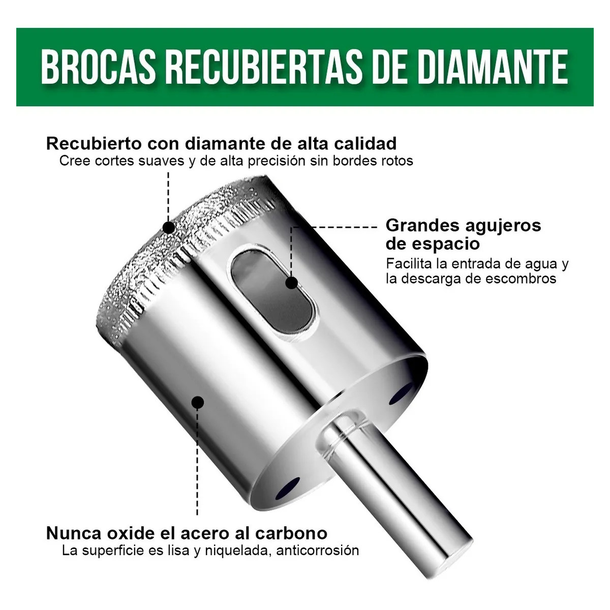 Foto 4 pulgar | 16 Piezas Brocas De Diamante Con Guía Para Cerámica Lab.g Plata